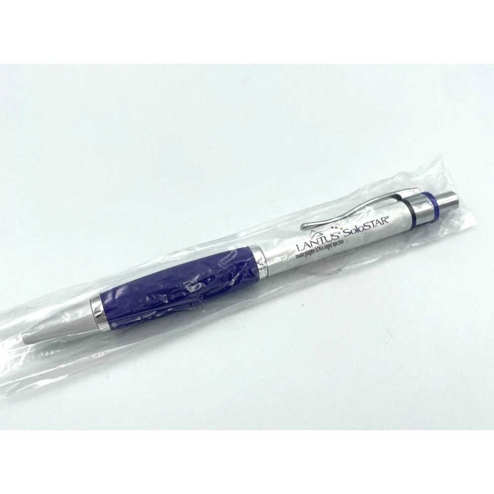 Lantus SoloStar Metal Drug Rep Promotional Pen Silver Purple Pharma Collectible
